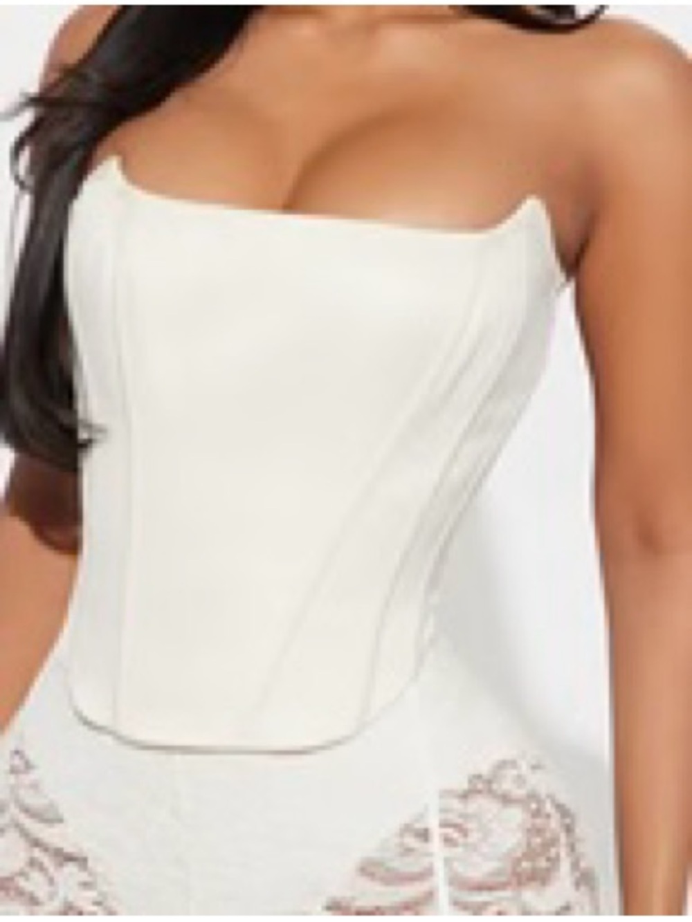 Fashion Nova Strapless Ivory Corset Top